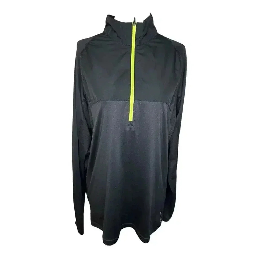 Reebok Men's Medium Black 1/2 Zip Windbreaker Jacket Mock Neck Long Sleeve